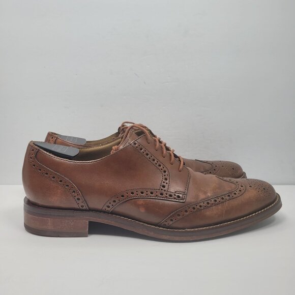 Cole Haan Grand OS Men's Brown Leather Wingtip Lace Up Oxfords US Size 10.5M - Picture 1 of 8